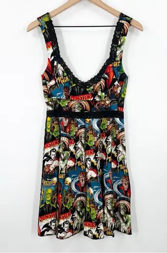 Shrine Of Hollywood Vintage Cocktail Dress Classic Monster Print