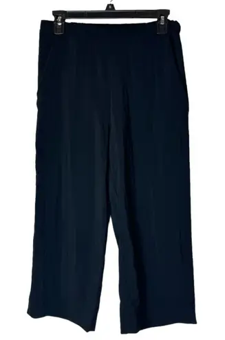 Maje Pants Women Small Black Lightweight Elastic Waist Wide Leg Cropped Trouser