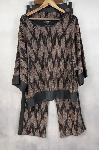Jeff Gallano Paris Womens Pant Set Size Medium Evening Wear Metallic Luxe Party Black