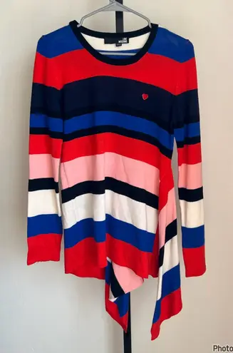 Love moschino Stripe Heart Hankerchief Hem Sweater