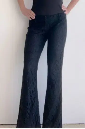 SW3 Bespoke Kensington Lace Flare Bell Bottom Pants Blue Size 4