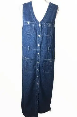 Faded Glory 90’s Vintage  Buttoned Down Sleeveless Denim Dress