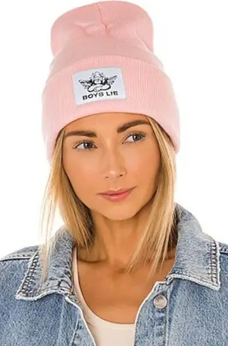 Boys Lie Pink Knit Beanie Hat Angel Logo One Size Unisex MSRP $38