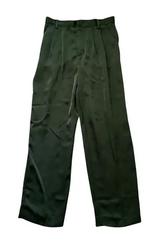 Jason Wu dark green satin straight leg pants size S