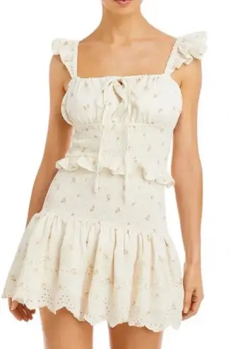 Vintage Havana Eyelit Smocked Ruffle Dress Floral Mini Juniors Medium NWT New