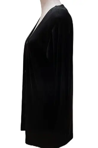 Unique By V. Virella Black Button Front Silky Cardigan Size Large