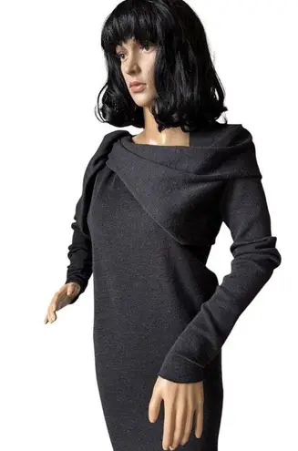 LANVIN Draped Twisted Wool long sleeved sweater dress in gray size small