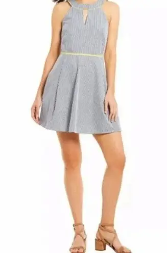 Draper James Payton Blue Seersucker Halter Mini Dress Summer Preppy Vacation