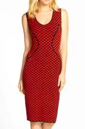 NYDJ Dress Knit Sweater Midi Red Black Size 12 MSRP $158.00