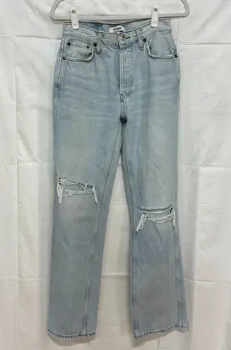 RE/DONE  Originals High Rise Loose Fit Distressed Straight Jeans Blue Women's 26