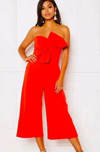 Bloomingdales Red Bow Tie Jumpsuit 