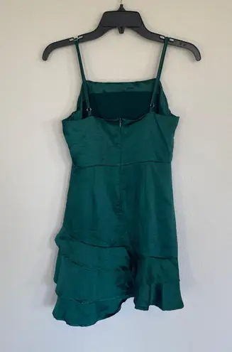 Lulus Lulu’s Emerald Green Satin Mini Dress With Ruffle Detail Size Small thumbnail 5