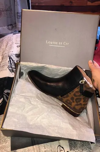 Louise et Cie Black With Cheetah Print Bootie