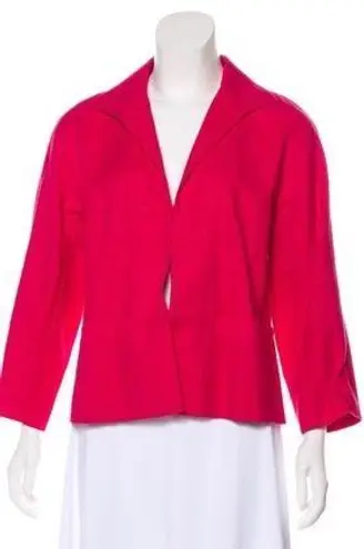 Lafayette 148  Fuchsia Wing Lapel Long Sleeve Blazer hook & eye closure size 8 🆕