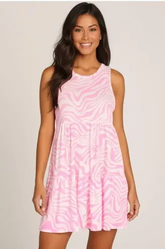 NWT AFRM LOS ANGELES Blush Pink Wave Dress Women’s Mini Sleeveless Sundress