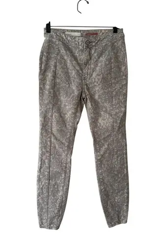 Anthropologie Pilcro High Rise Denim Skinny Jeans Sz 27 Flocked Tapestry Floral Gray