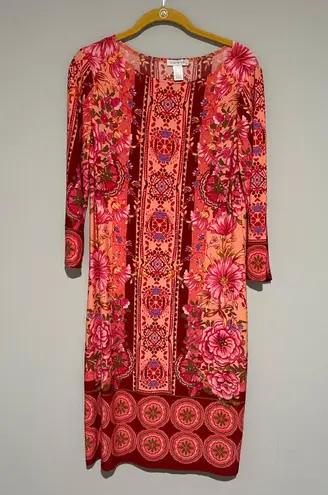 London Times NEW Pink Floral 3/4 Sleeve Sheath Dress