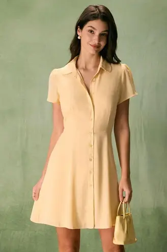 Rihoas Yellow Button Down Shirt Mini Dress