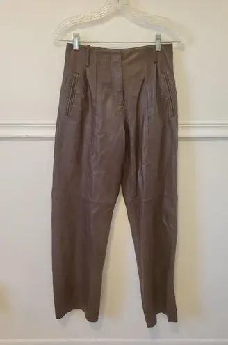 RTR sz 2 Veda deep chocolate brown leather pocketed dress trouser pants seamed