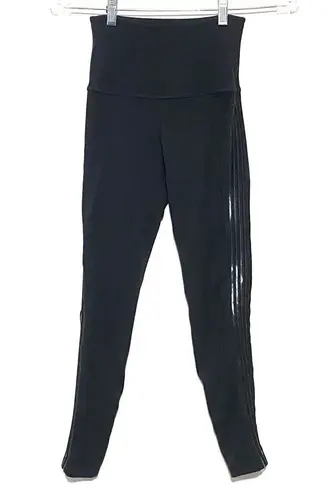 Beyond Yoga Black Leggings Cut Out Sheer Striped Sides High Waisted Womens XS