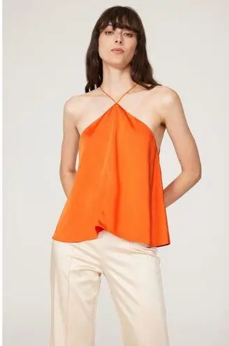 RTR Cobando Collective Sz 6 Orange Skinny Strap Sleeveless Halter Satin Tank Top