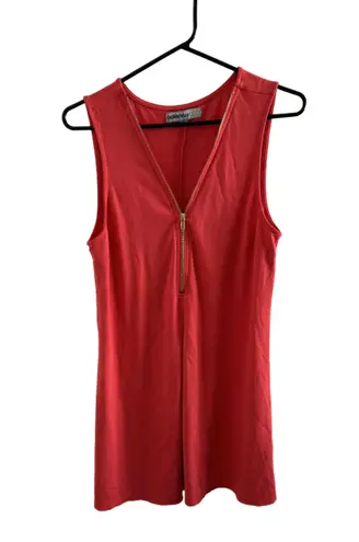 Bailey blue Red/Orange Sleeveless Zippered Neck Skater Womens Dress L(runs small)