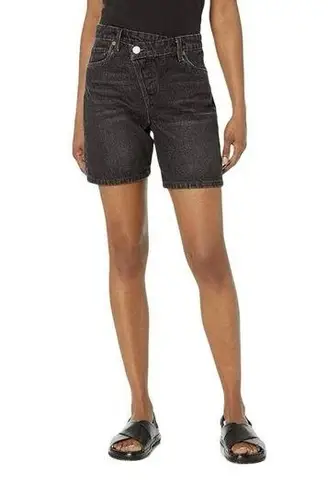 BLANKNYC Black Cross Front Button Up Denim Jean Shorts Womens 26 S NWT