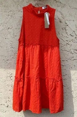 DO+BE NWT A day with  Red Orange Size large keyhole cutout knee length dress