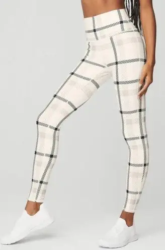 Alo Yoga Alo High-Waist Airlift Magnified Plaid Legging Ivory Black Tartan Hi-Rise Tights