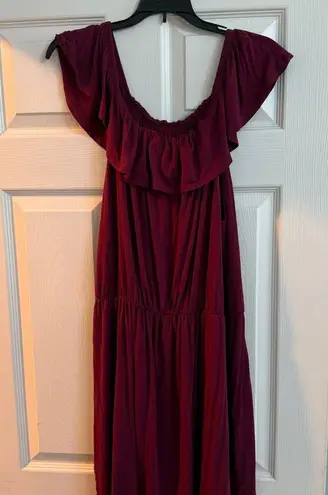 Red Ruffled Ruched Maxi Sundress Size 2X