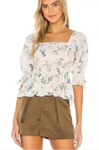 Saylor Clover Top Puff Sleeves Floral in Pink Sz XS