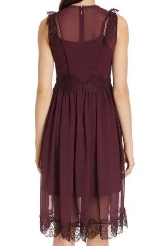 Ted Baker  Deep Purple Porrla Frill Lace Midi Dress