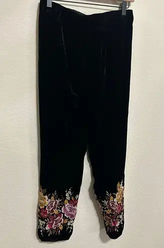 Johnny Was NEW Zosia Velvet Jogger Size XS Embroidered Pants Floral Pull On Pant