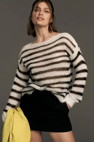 Maeve Sheer Oversized Italian Wool Sweater, Size S