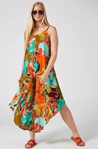 MSK Floral Print Gaucho Jumpsuit Strappy Green Size M NWT Size M