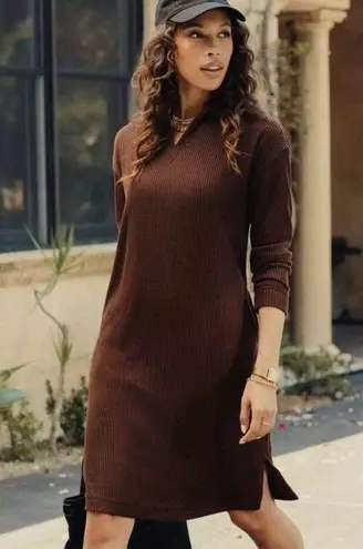 Mondetta long sleeve collar dress, green, L