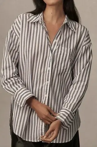 Maeve  Anthropologie The Bennet Buttondown Blue Stripe Oversized Shirt Size Large - Image 1