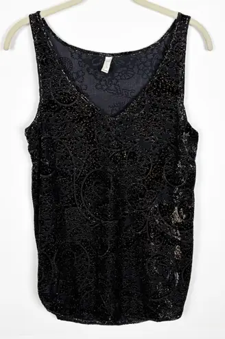 Gentle Fawn Aubrey Tank Top Crushed Velvet Metallic Black Gold Whimsigoth XSmall
