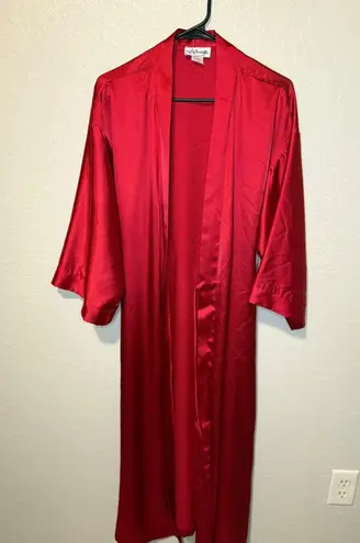Intimate Affair Red Satin Robe Set Nightgown Sleepwear Lingerie Medium M