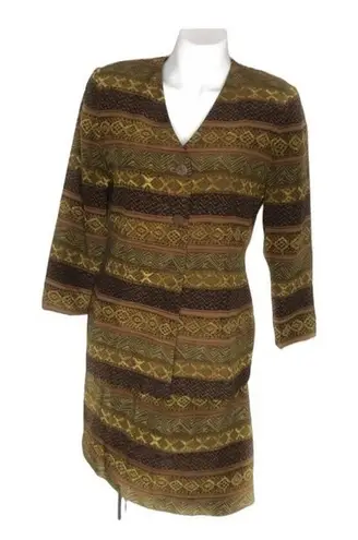 Kasper 100% Silk Skirt Suit Earth Toned Tribal Stripe Womens Size 6