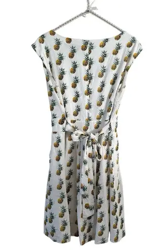 SM WARDROBE PINEAPPLE WHITE PRINT SLEEVELESS BELTED DRESS M Size M