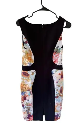 Black Halo Annabelle Sheath Watercolor Midi Dress