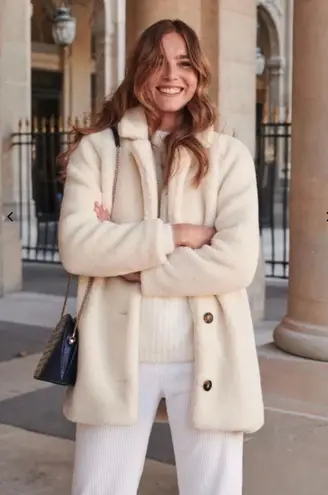 Sézane NWT ISÉE COAT White WOOL soft SZ42 us10 bust44