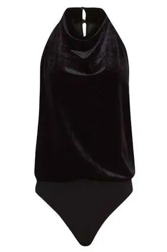 Reiss Kimberley Sleeveless Velvet Bodysuit Size XS Black