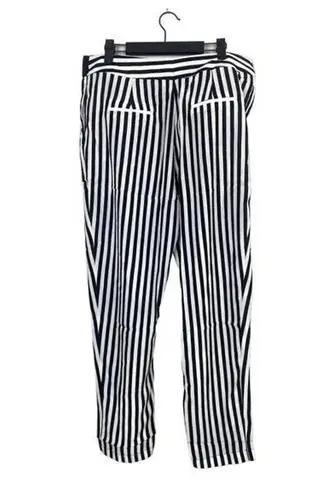 Sans Souci NWT Striped Lightweight Satin Feel Trouser Ankle Pant XL Black White
