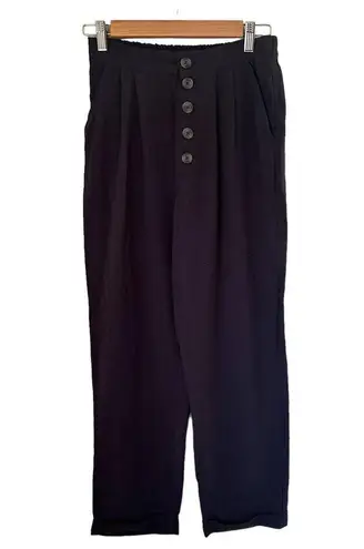 Gentle Fawn Navy Caesar Coastal Grandma High Waisted Linen Pleated Pants XS