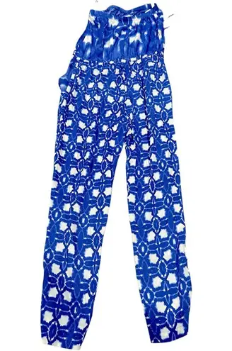 VELVET BY GRAHAM & SPENCER TOOTSIE STRAPLESS ONE PIECE BLUE WHITE JUMPER XS