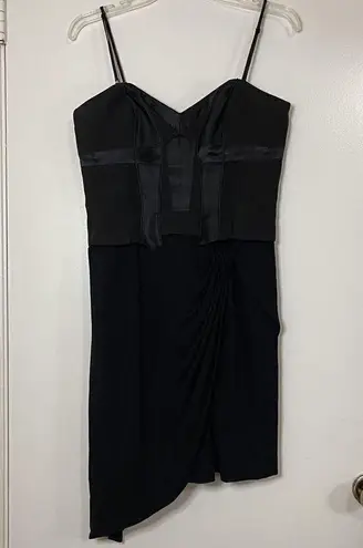 Karen Millen Black bodice Sleeveless cocktail asymmetric drape dress size US 8