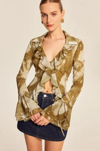 Commense Women's Large Brown Ruffled Modern Vintage