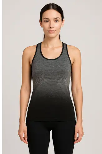 None Gray Ombre Seamless Racerback Tank Top Activewear One Size